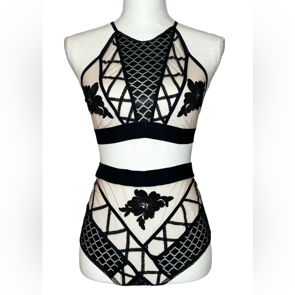 For Love And Lemons Delilah Small Halter Bra & Extra Small Brief Panty Set